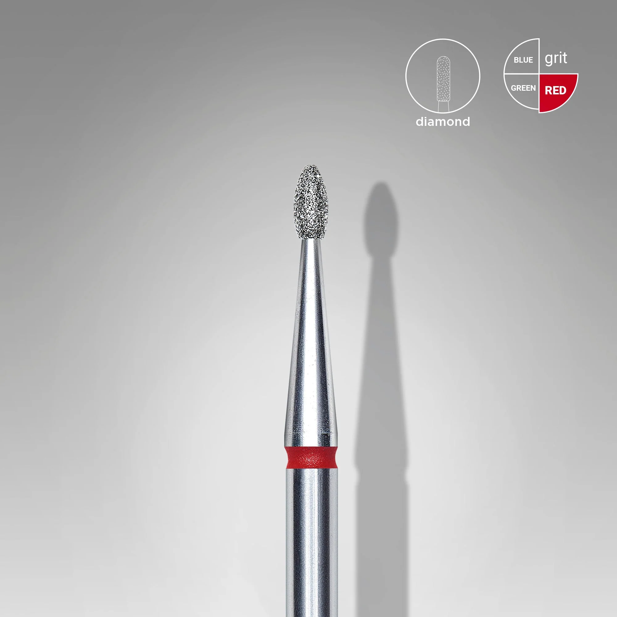 STALEKS EXPERT Frez diamentowy „pączek zaokrąglony” czerwony, średnica 1,6 mm, część robocza 3,4 mm