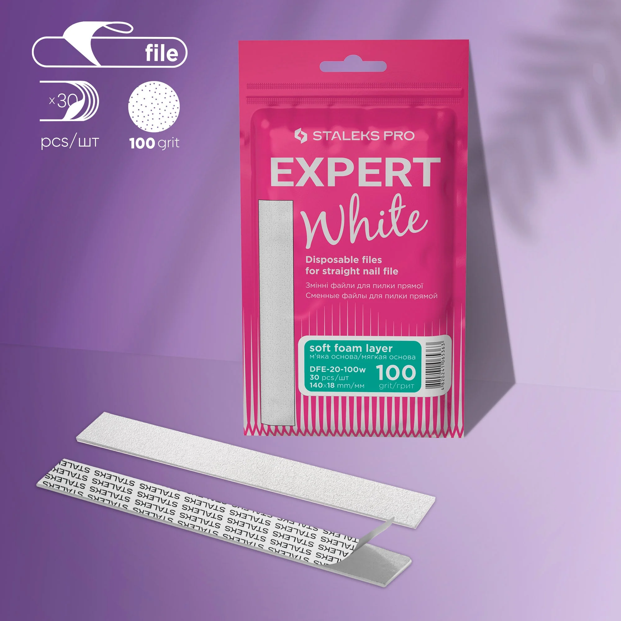 STALEKS EXPERT 20 Wymienne pilniki samoprzylepne do prostego pilnika na bazie miękkiej, ziarnistość 100 (30 szt.)