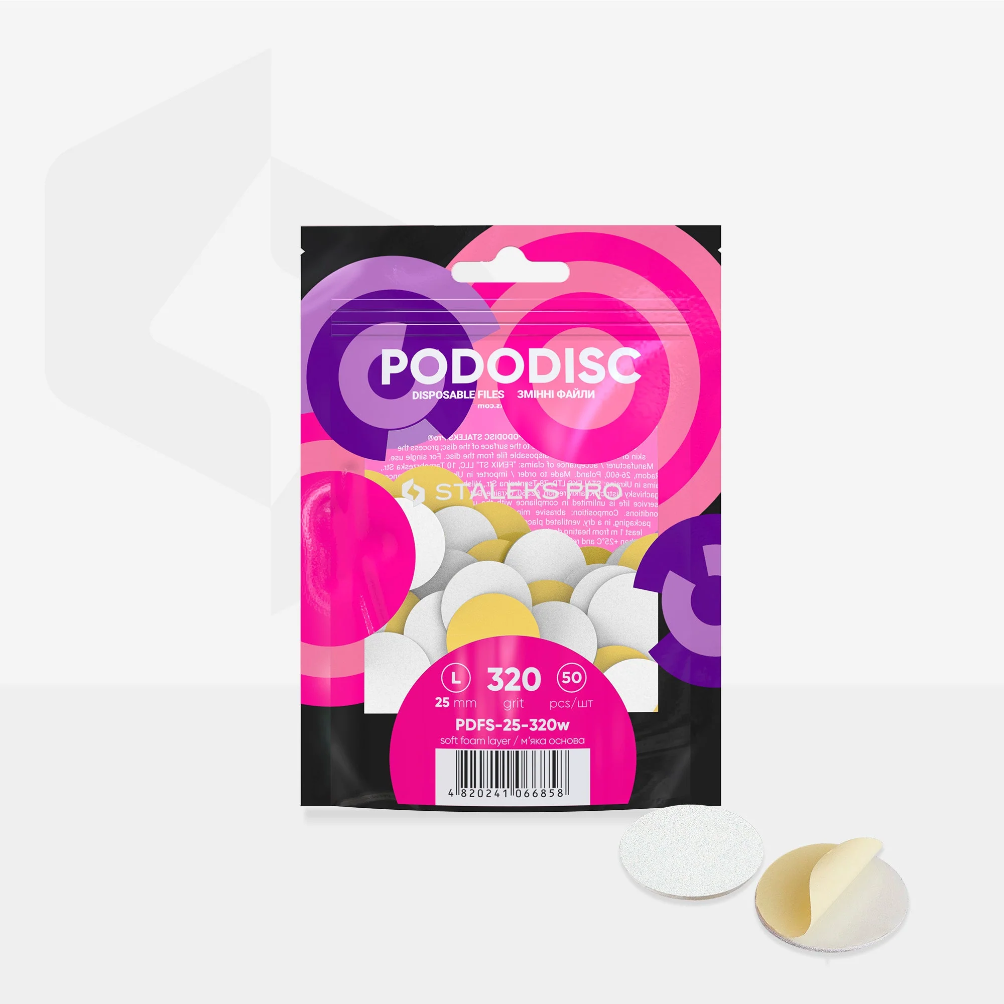 STALEKS EXPERT 25 PODODISC L Wymienne pilniki samoprzylepne do dysku pedicure na miękkiej bazie, ziarnistość 320, 25 mm (50 szt.) - Image 3